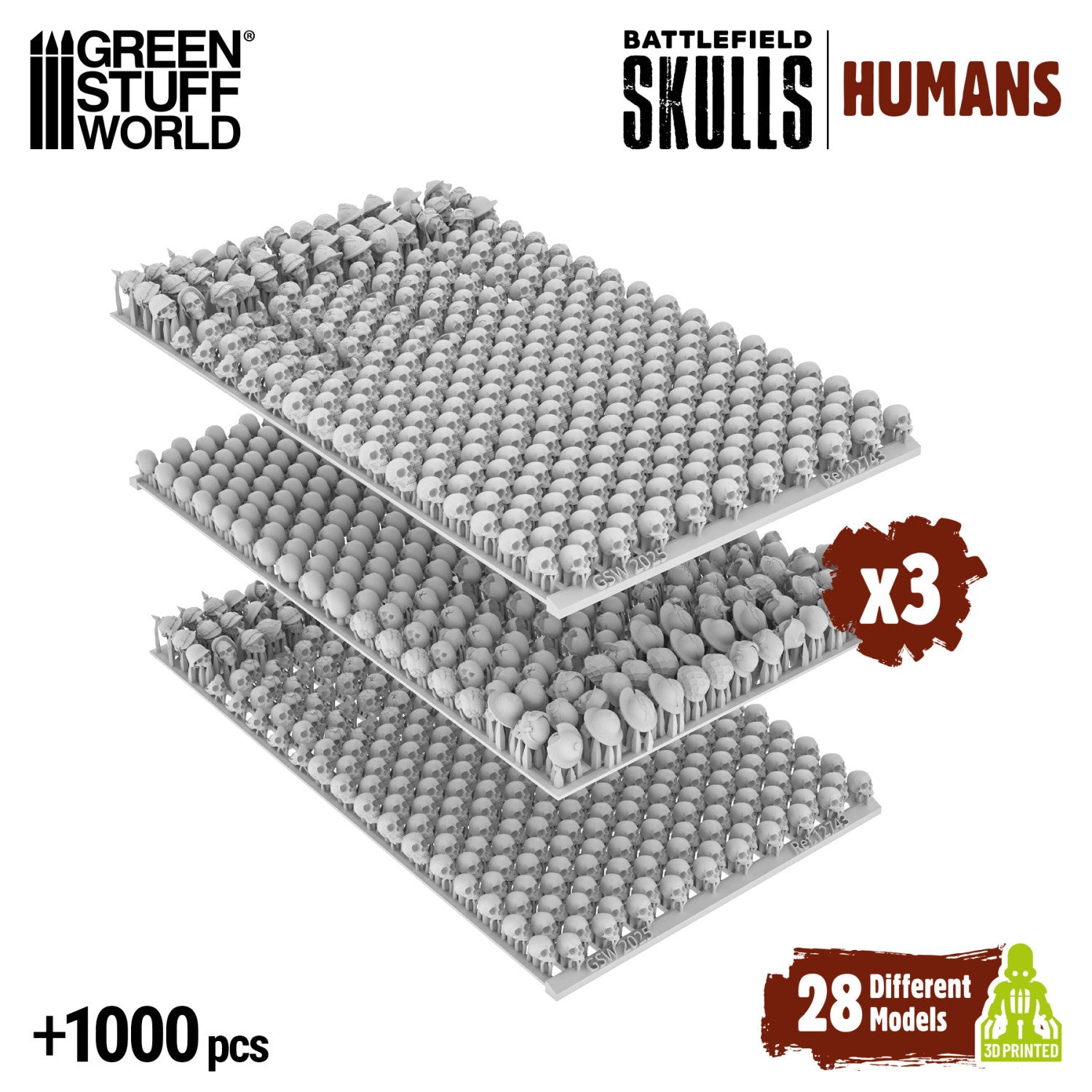 Resin Bits: Skulls & Bones - 1:48-1:35 Battlefield Skulls - 1000pc | Buy Online from The Home Crafters