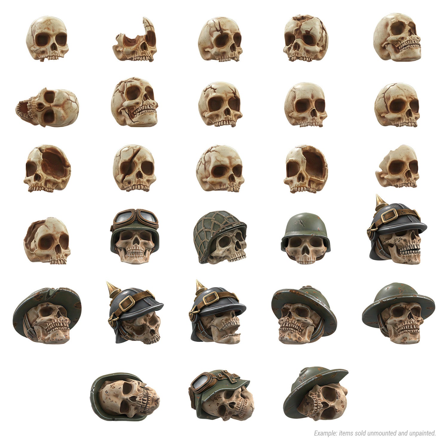 Resin Bits: Skulls & Bones - 1:48-1:35 Battlefield Skulls - 1000pc | Buy Online from The Home Crafters