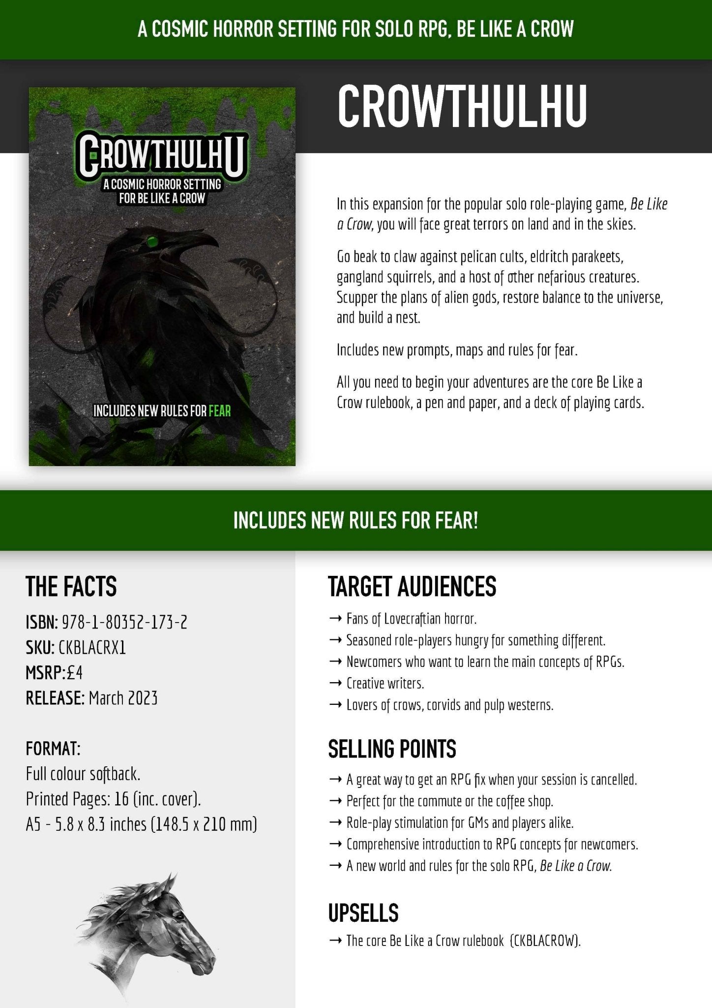 Crowthulhu - a Cosmic Horror Setting for Be Like a Crow (Zine) | Buy Online from The Home Crafters