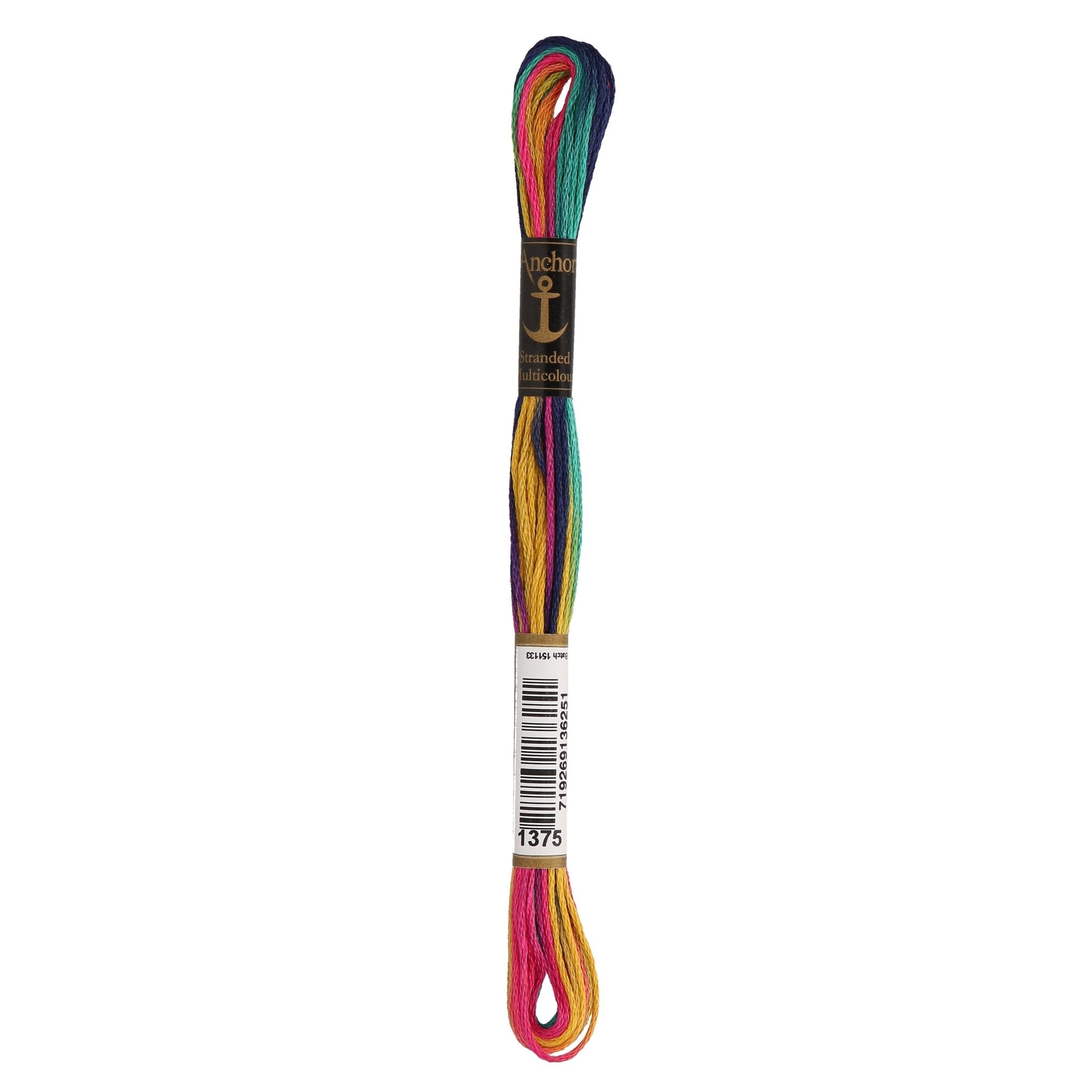 1375: Anchor Stranded Multi Coloured Cotton Skein - 8m | Buy Online from The Home Crafters