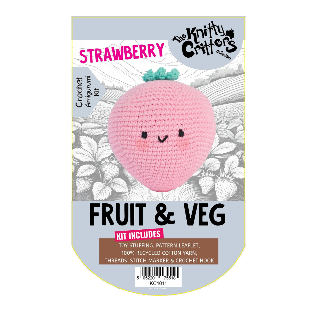 Knitty Critters Pouch Pals Crochet Kit - Strawberry