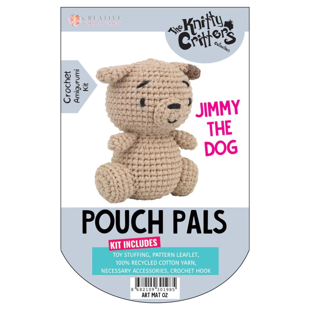 Knitty Critters Pouch Pals Crochet Kit - Jimmy the Dog