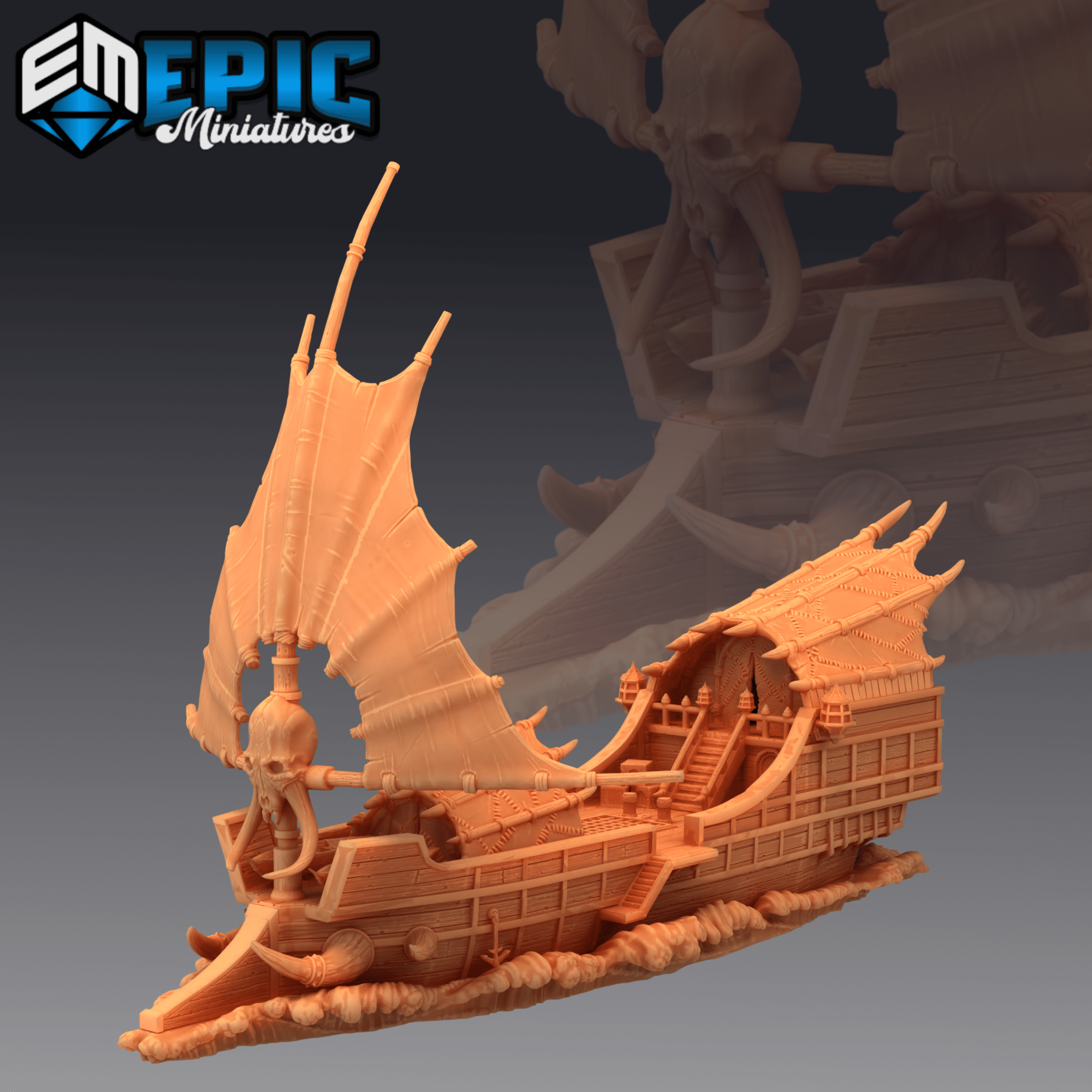 Tribal Ship, The Ramhorn 1900 by Epic Miniatures | Epic 56 - Piece Gargantuan Miniature Set for D&D Tabletop | Buy Online from The Home Crafters