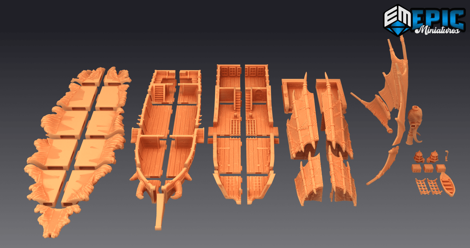 Tribal Ship, The Ramhorn 1900 by Epic Miniatures | Epic 56 - Piece Gargantuan Miniature Set for D&D Tabletop | Buy Online from The Home Crafters