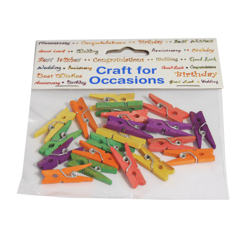 Pegs: Coloured Wooden: Pack of 20 | Buy Online from The Home Crafters