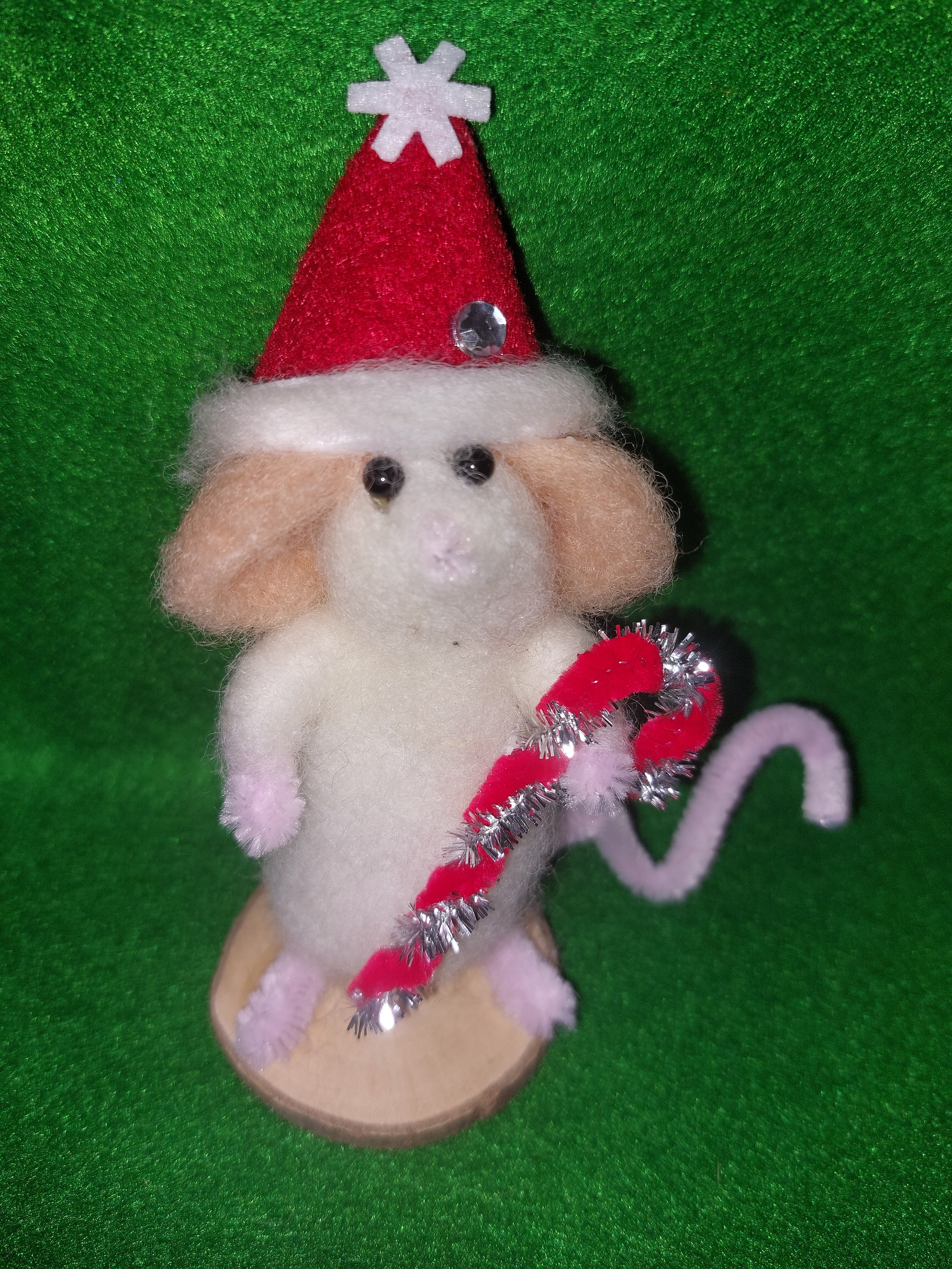 Santa Mouse - Fairy Fae Handmade Needle Felt Decoration