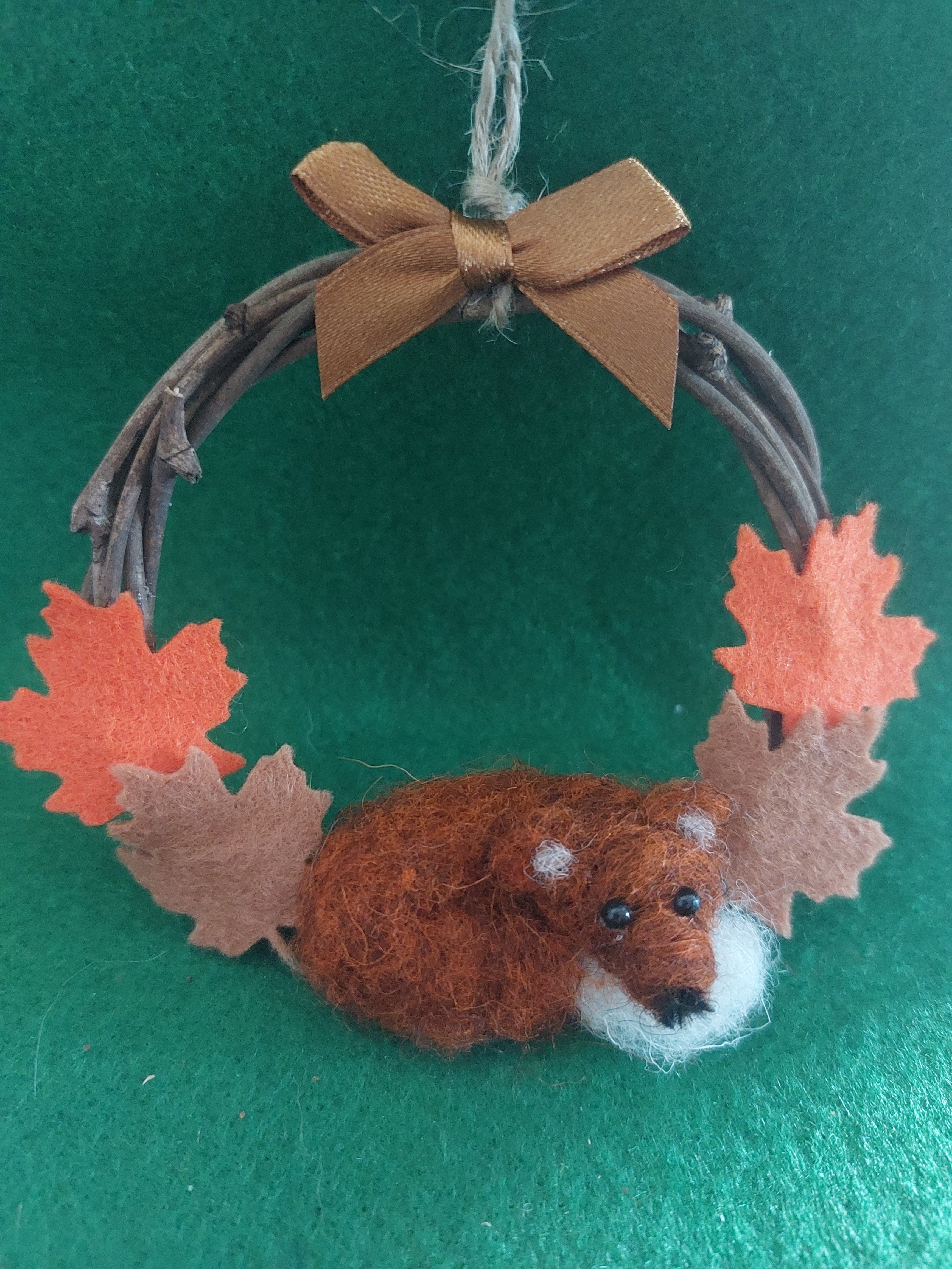 Mini Fox Wreath - Fairy Fae Handmade Needle Felt Decoration