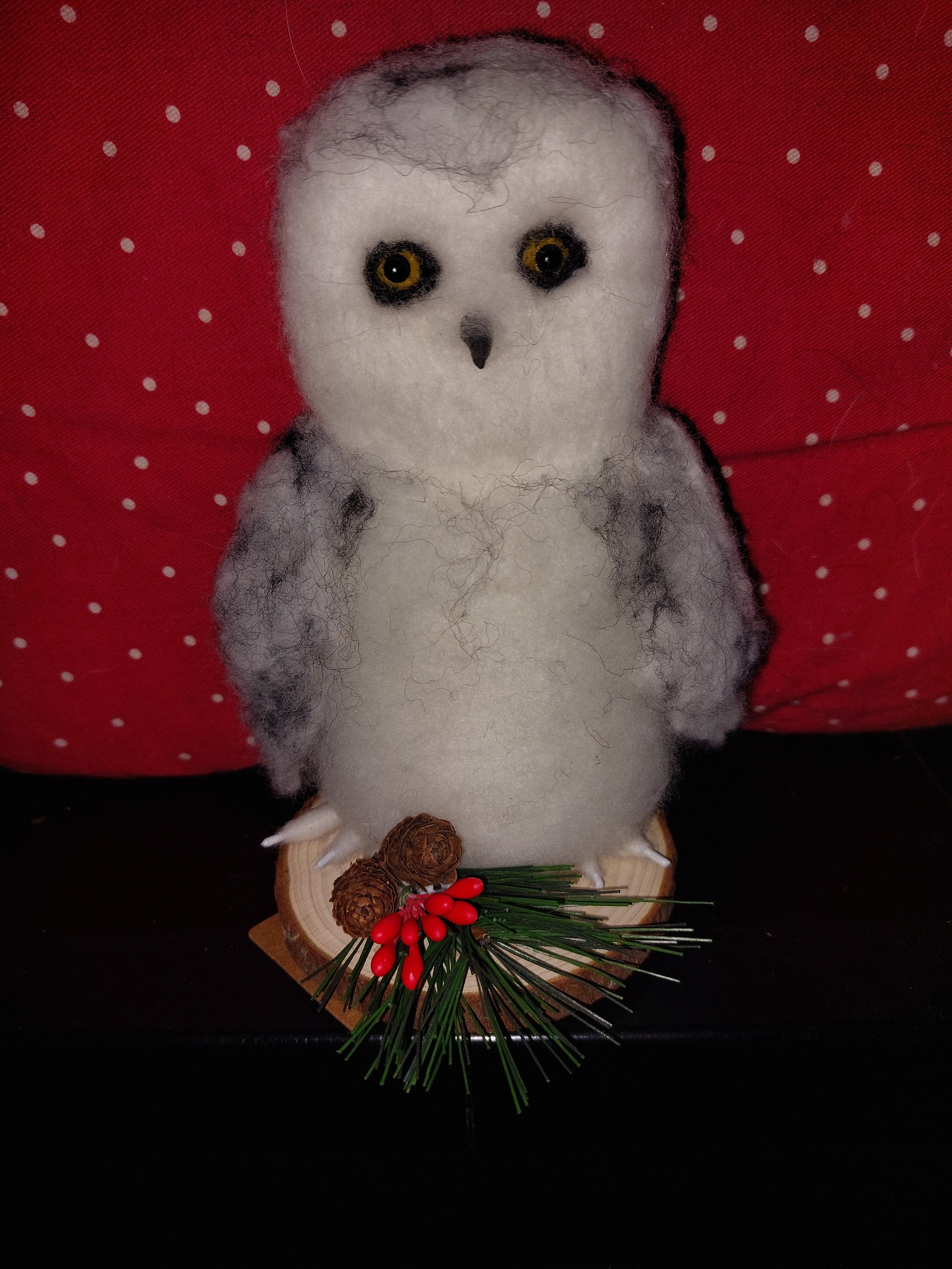 Snow Owl - Fairy Fae Handmade Needle Felt Decoration
