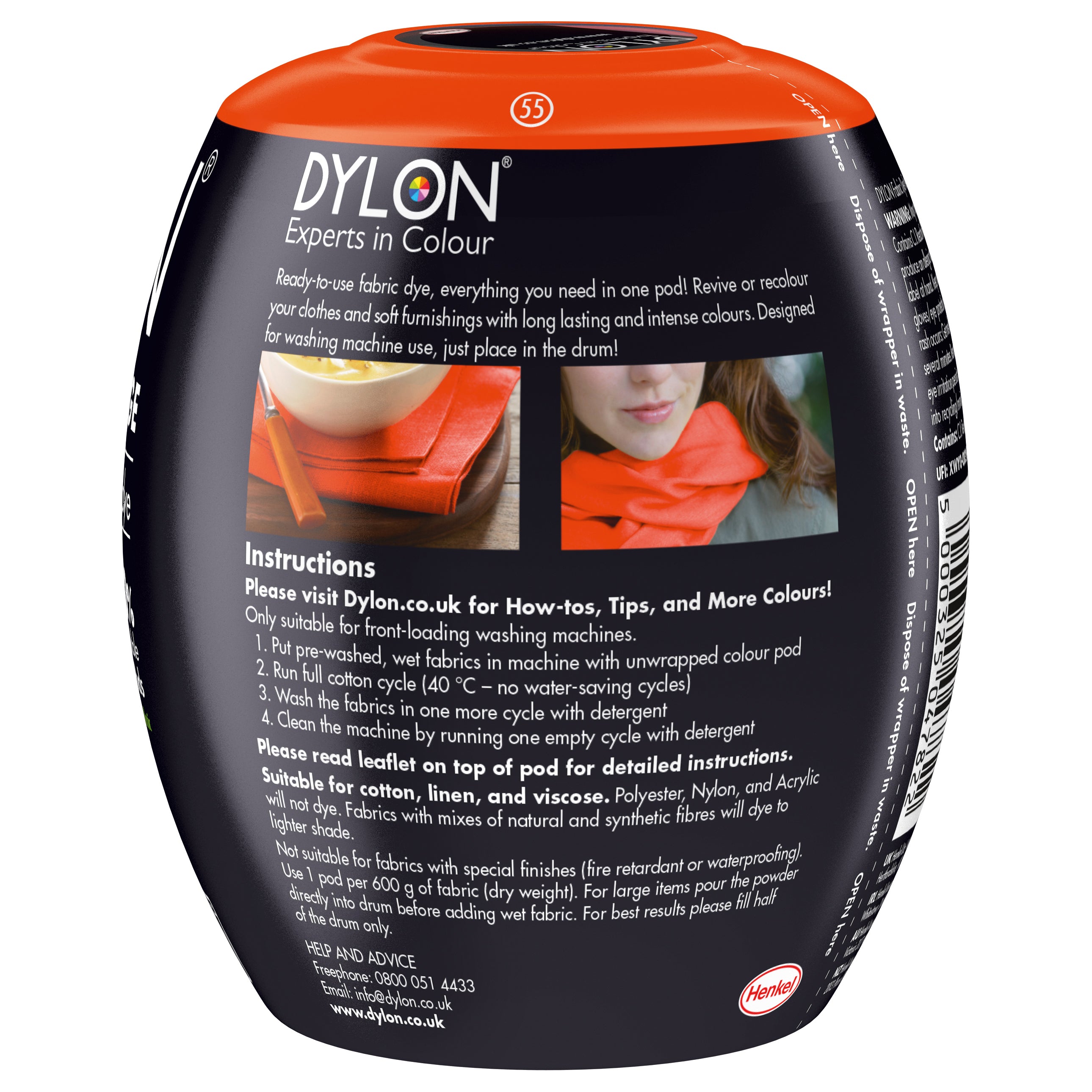 Dylon Machine Dye Pod: 55 Fresh Orange