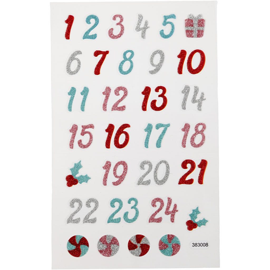Glitter Stickers - Advent Numbers