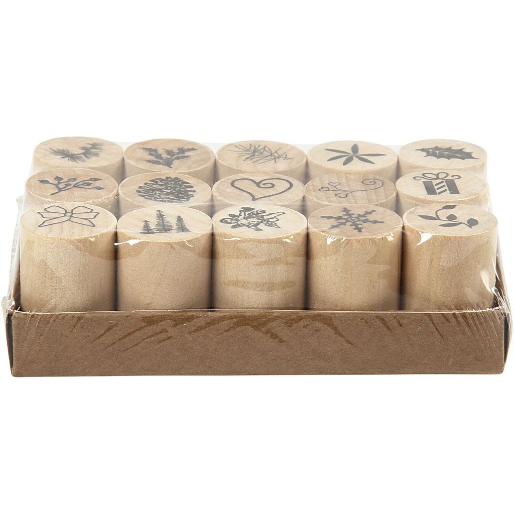 Deco Art Mini Rubber Stamps: Christmas Motifs - 15pc