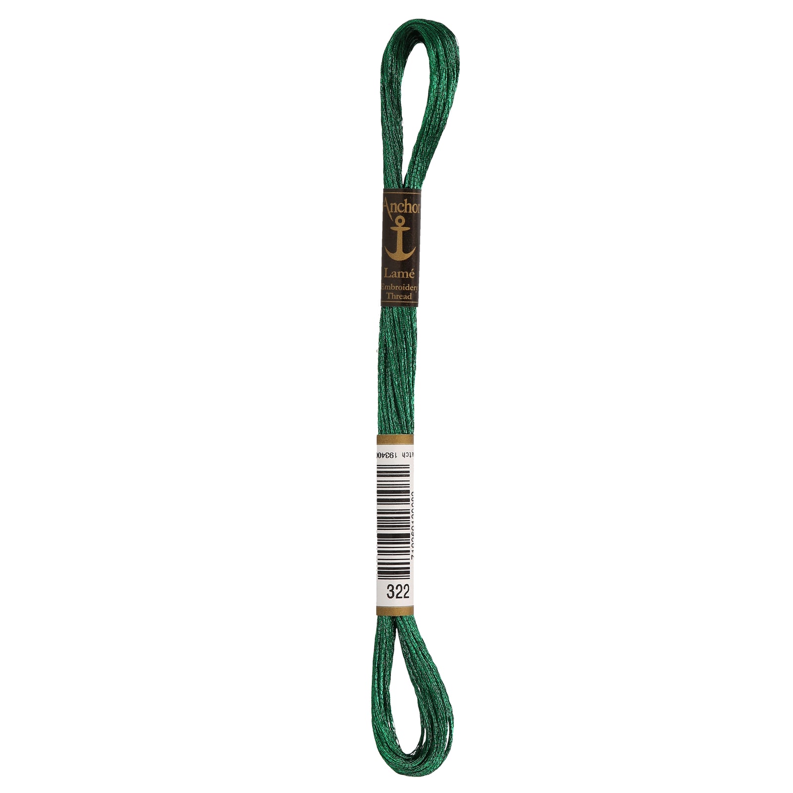 322 (GREEN): Anchor Metallic Lamé Embroidery Thread Skein - 8m
