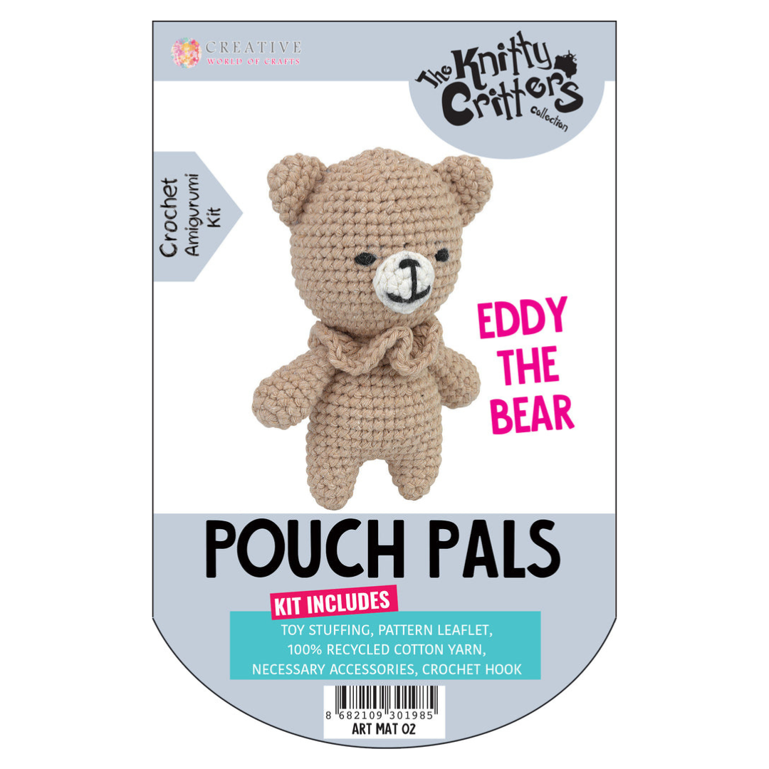 Knitty Critters Pouch Pals Crochet Kit - Eddy the Bear