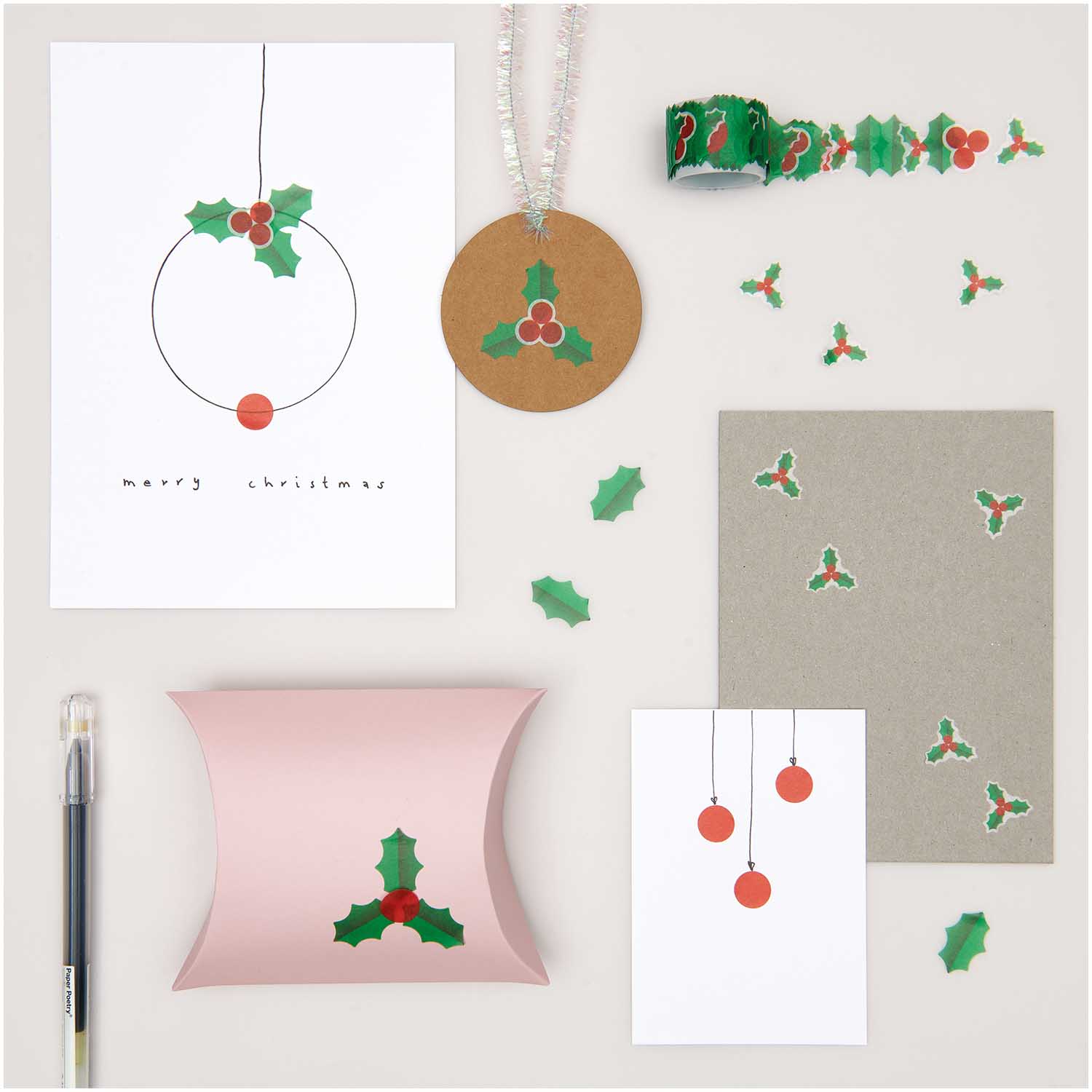 Rico Design Washi Stickers - Merry Christmas Holly