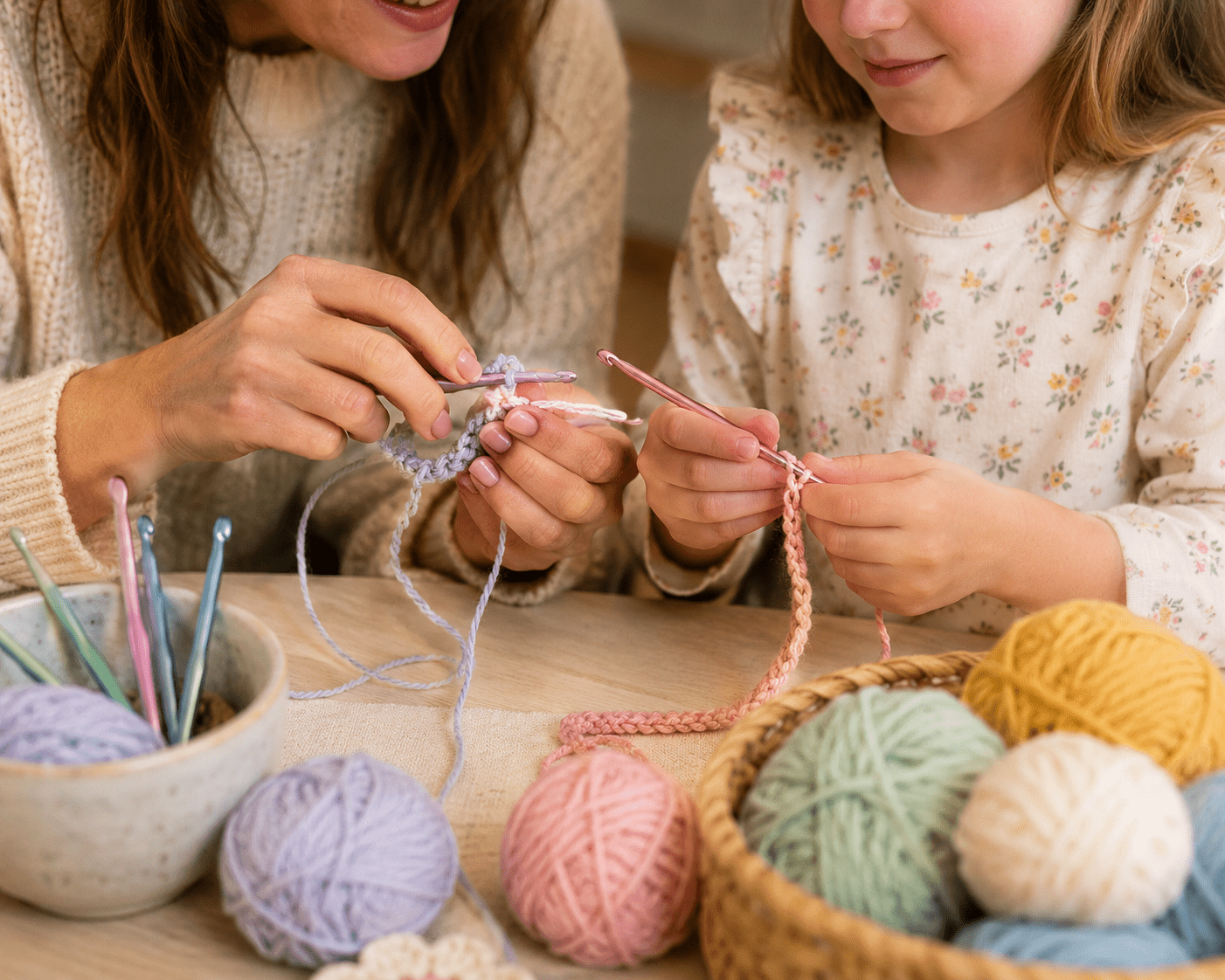 Learn to Crochet Together (Adult + Child): Wednesday 19th August - 11am | Buy Online from The Home Crafters