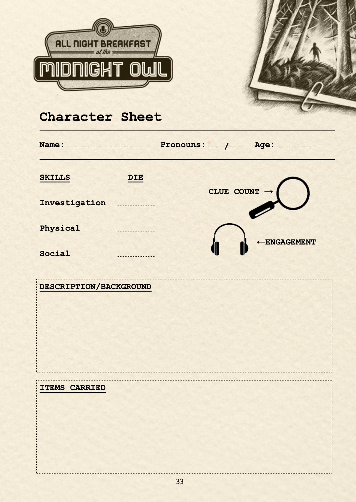 All Night Breakfast at the Midnight Owl - Solo TTRPG