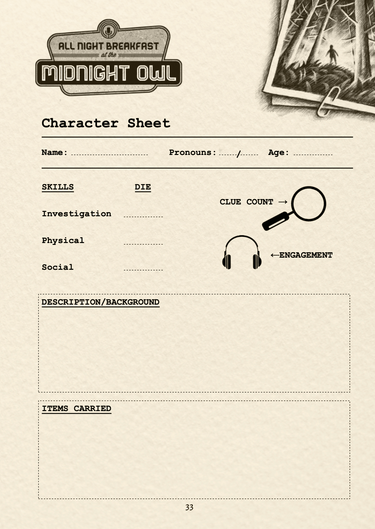 All Night Breakfast at the Midnight Owl - Solo TTRPG | Buy Online from The Home Crafters