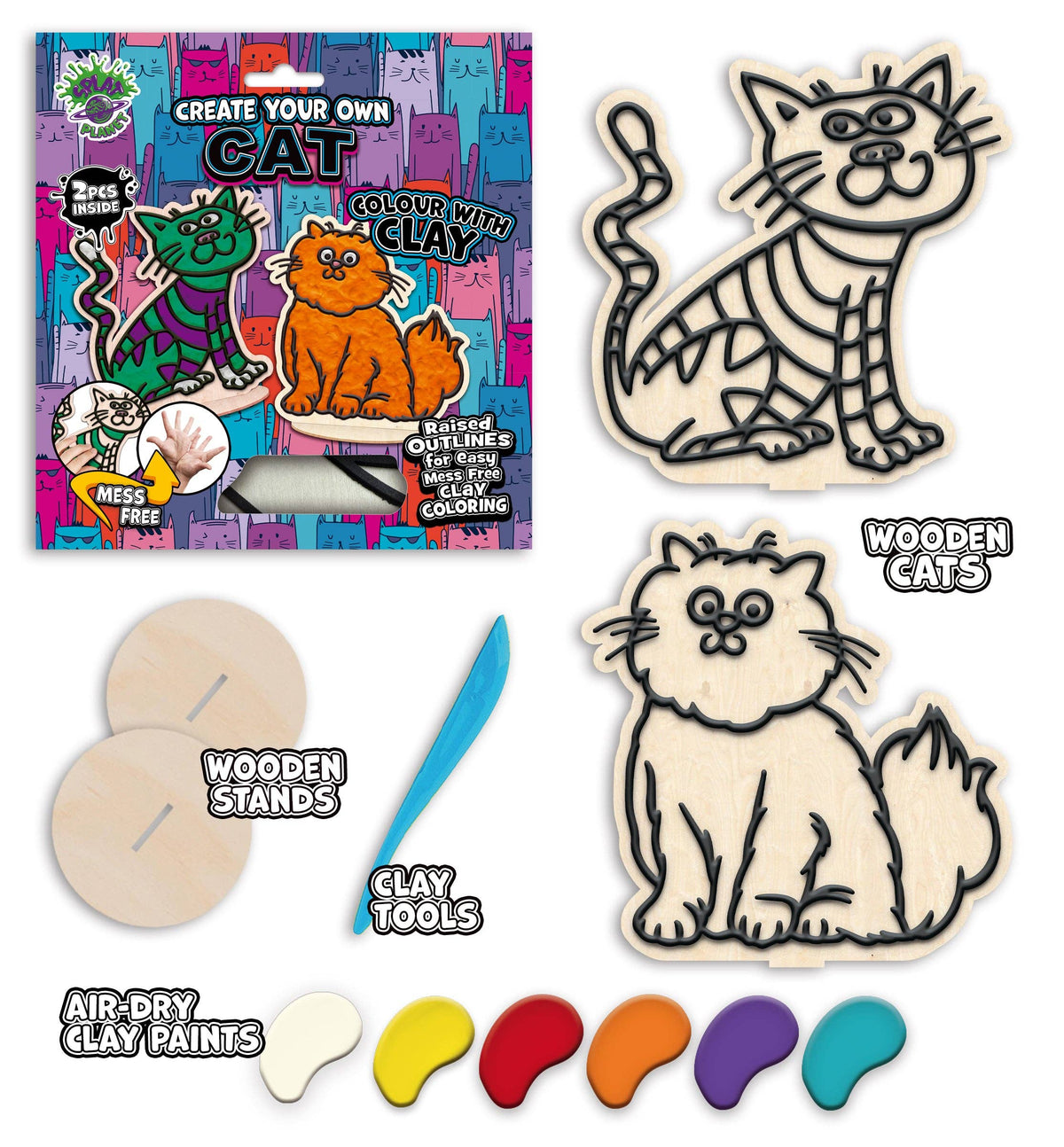 Cat Clay Colouring Kit