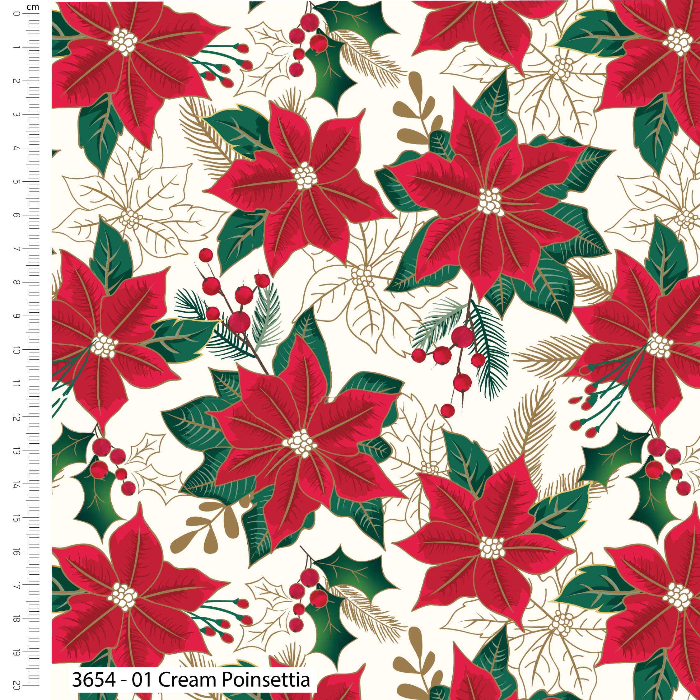 100% Cotton 5pc Festive Fat Quarter Bundle - Holly & Poinsettia | Buy Online from The Home Crafters