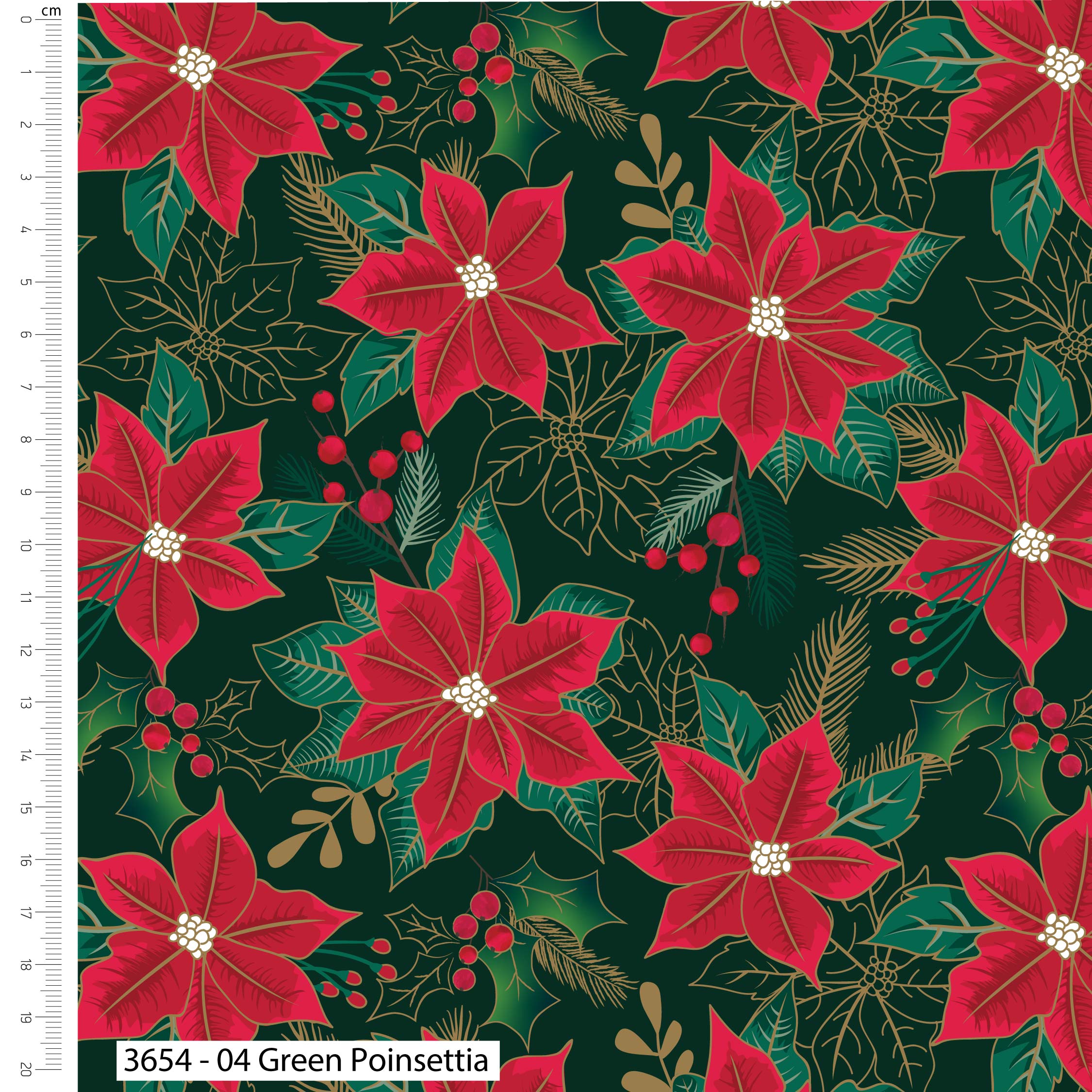 100% Cotton 5pc Festive Fat Quarter Bundle - Holly & Poinsettia | Buy Online from The Home Crafters