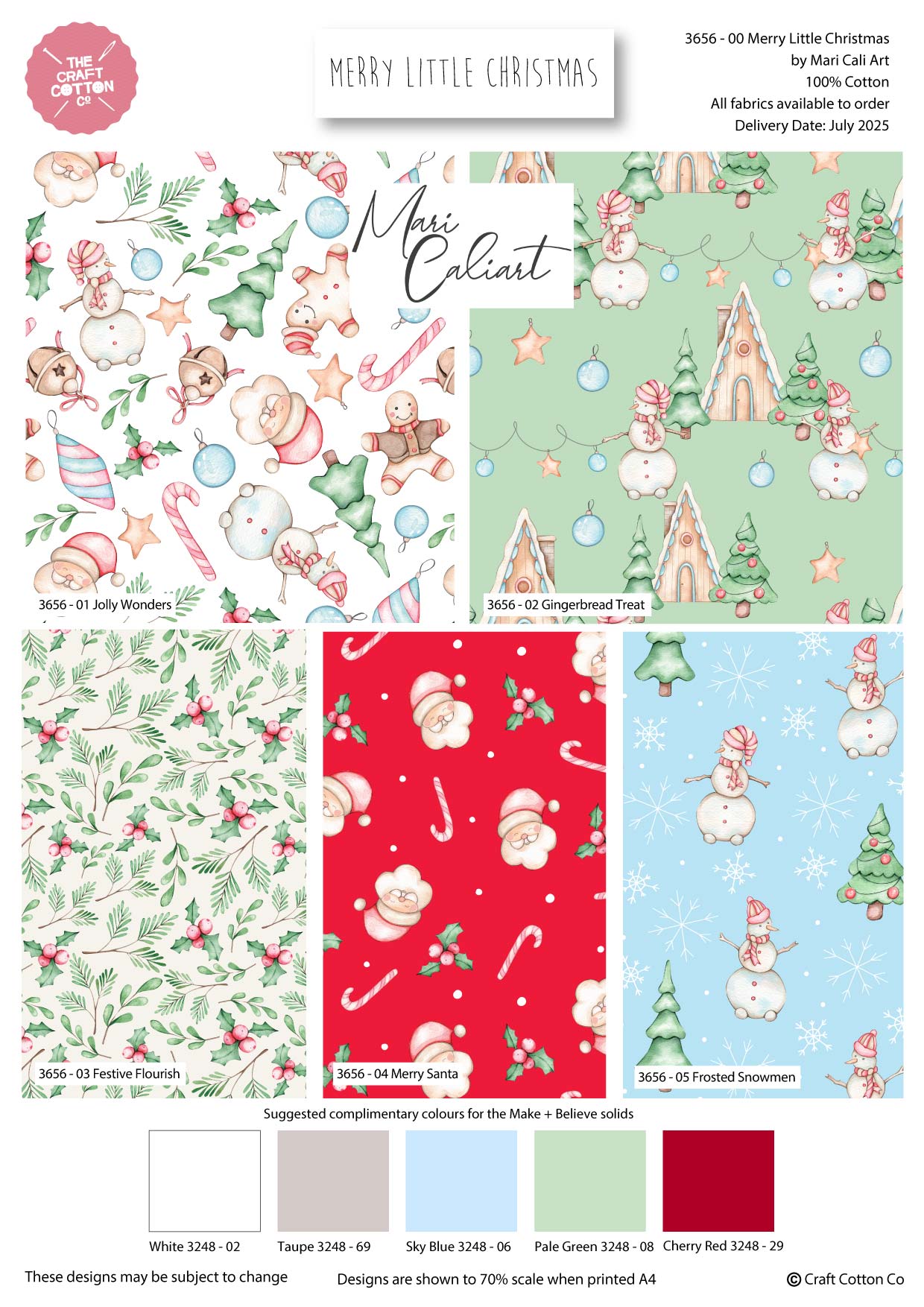100% Cotton 5pc Festive Fat Quarter Bundle - Merry Little Christmas by Mari Cali Art | Buy Online from The Home Crafters
