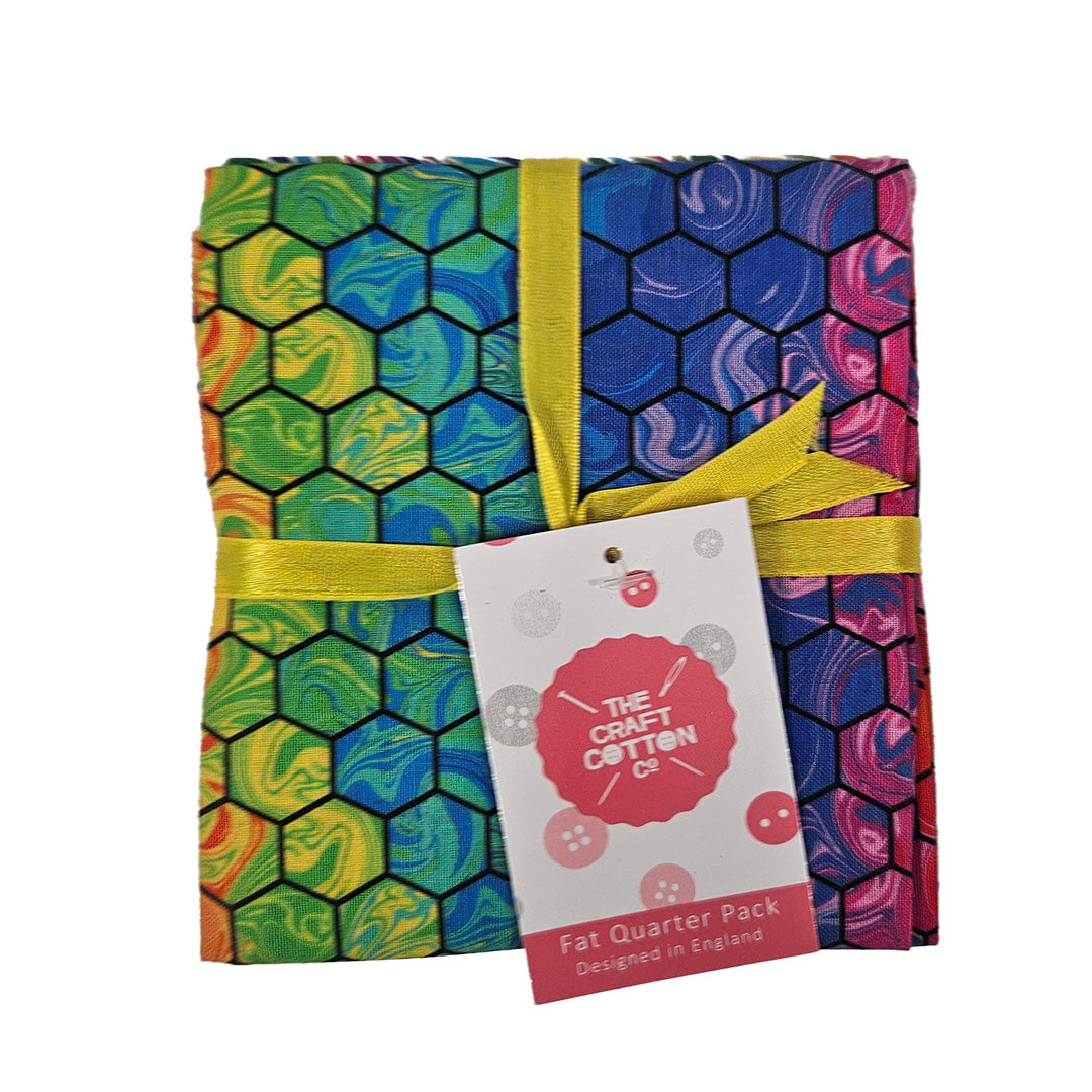 100% Cotton 5pc Fat Quarter Bundle - Multi Brights