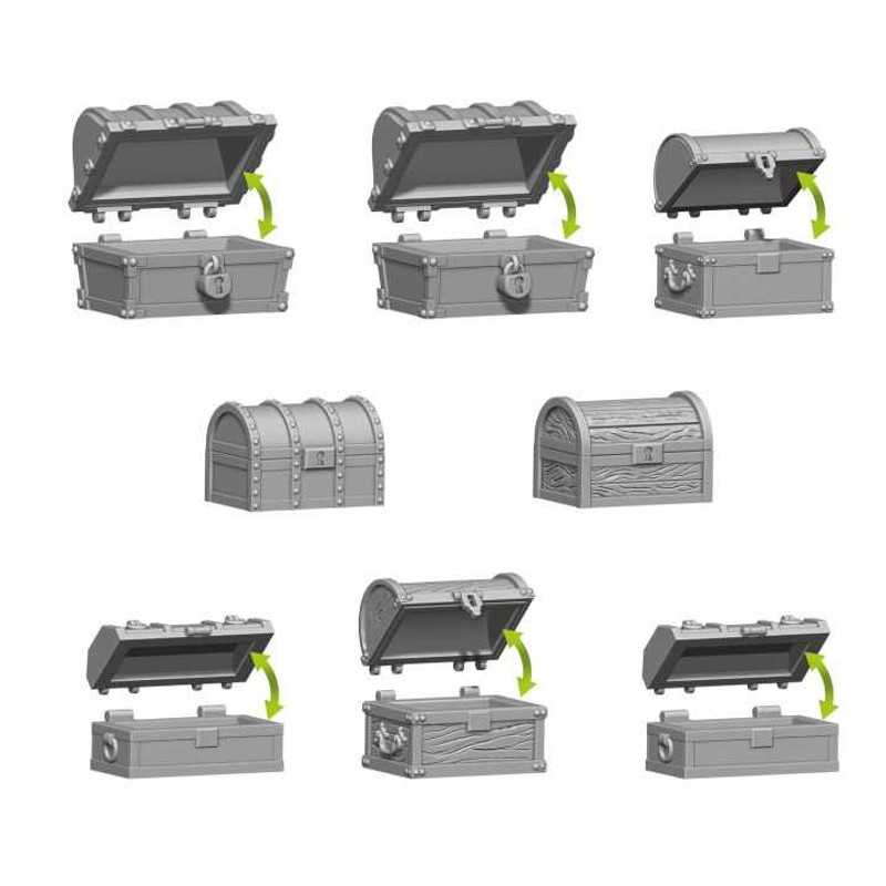 Green Stuff World: 3d Printed Resin Bits Scenery - 1:48 - 1:35 Dungeon Treasure Chests - 8pc | Buy Online from The Home Crafters