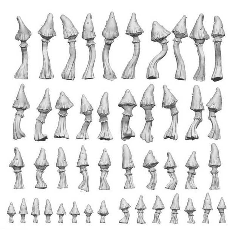Green Stuff World: 3d Printed Resin Bits Scenery - 1:48 Goblin Mushrooms - 45pc | Buy Online from The Home Crafters