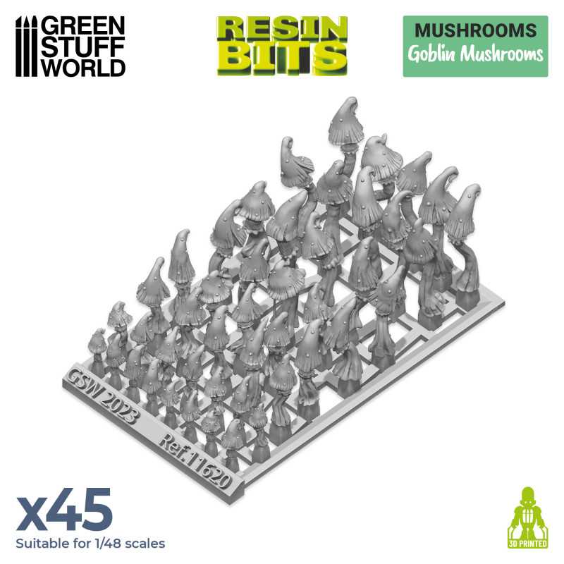 Green Stuff World: 3d Printed Resin Bits Scenery - 1:48 Goblin Mushrooms - 45pc | Buy Online from The Home Crafters