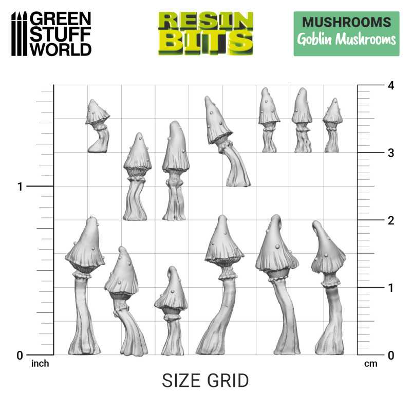 Green Stuff World: 3d Printed Resin Bits Scenery - 1:48 Goblin Mushrooms - 45pc | Buy Online from The Home Crafters