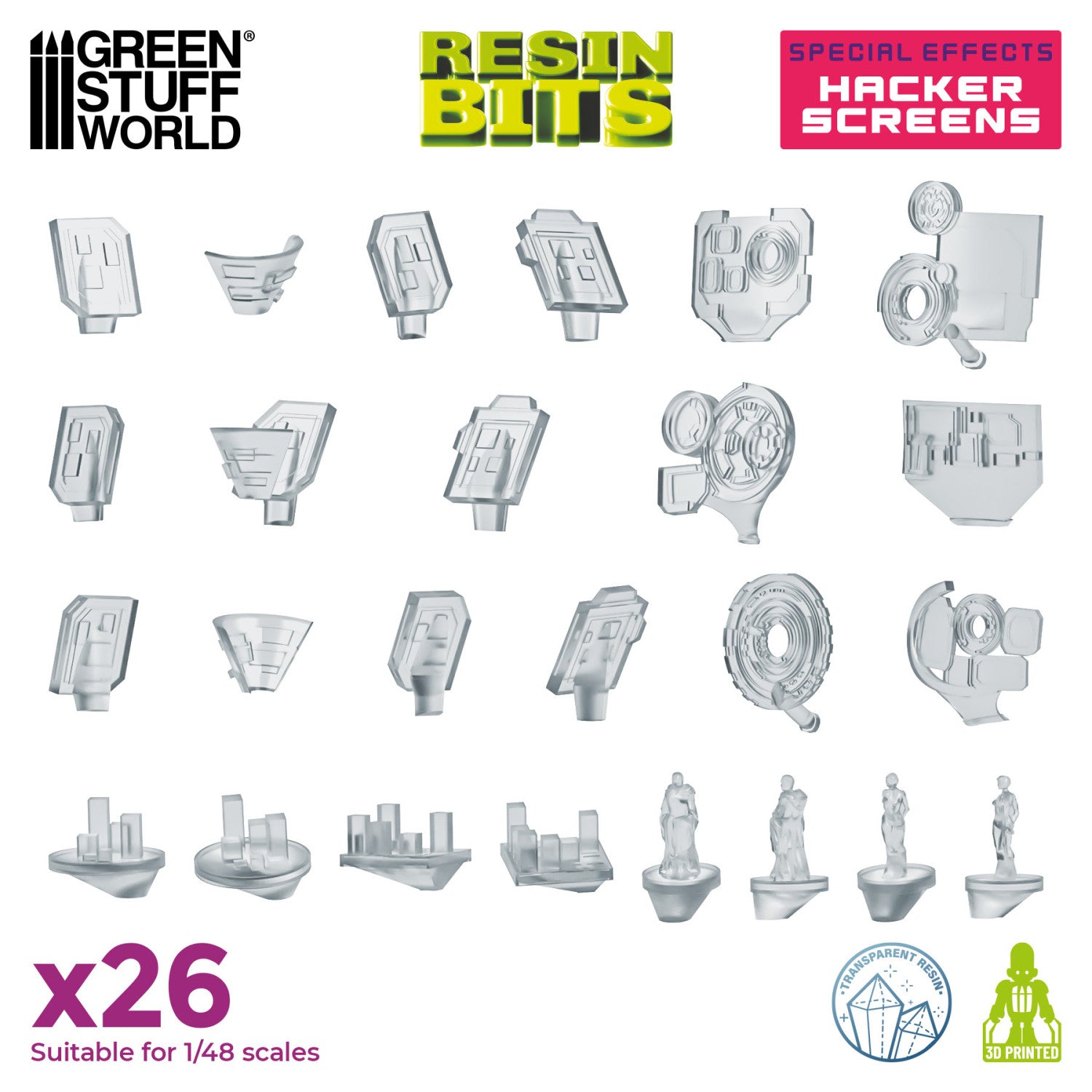 Resin Bits: Special Effects - 1:48 Hacker Screens - 26pc | Buy Online from The Home Crafters