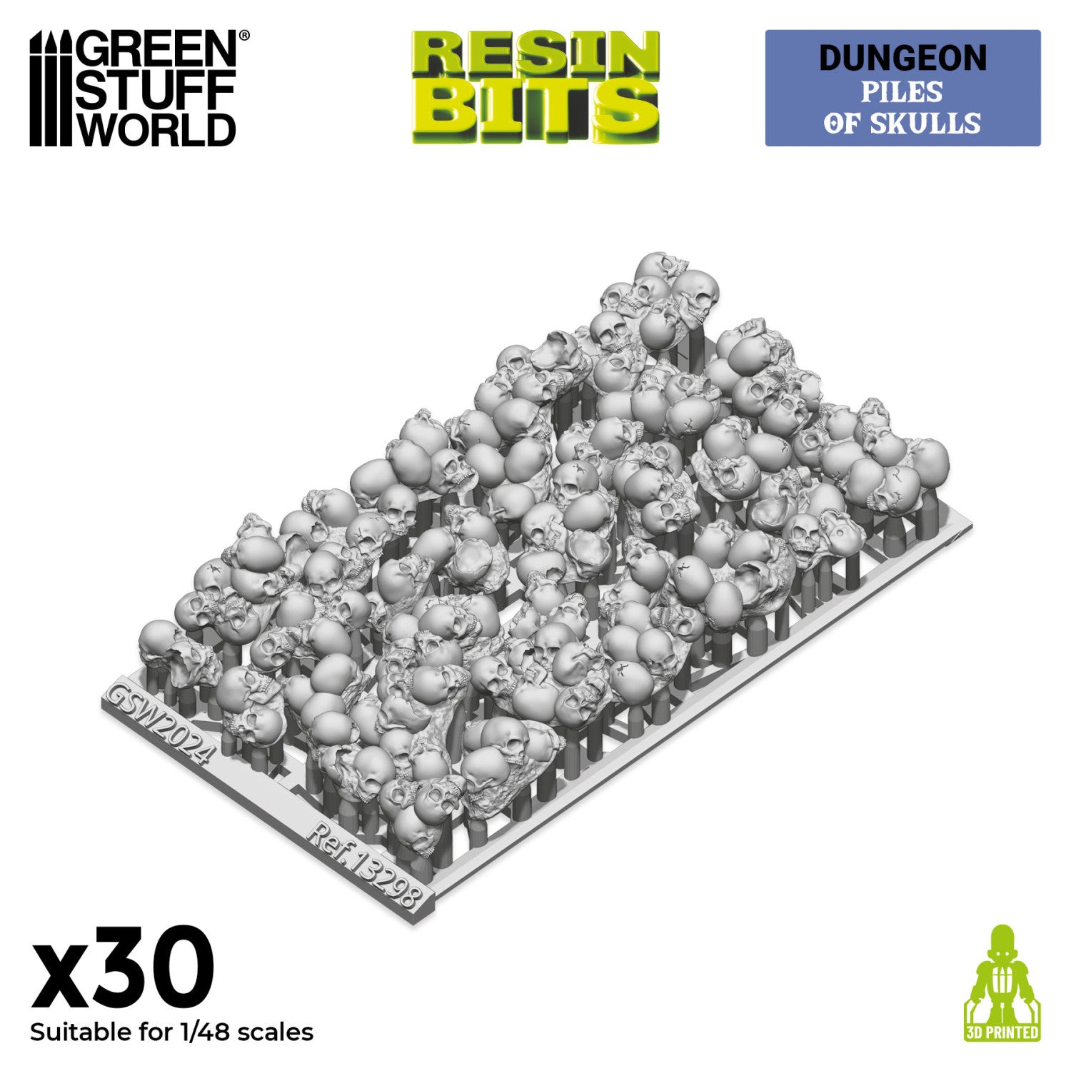 Resin Bits: Skulls & Bones - 1:48 Piles of Skulls - 30pc | Buy Online from The Home Crafters