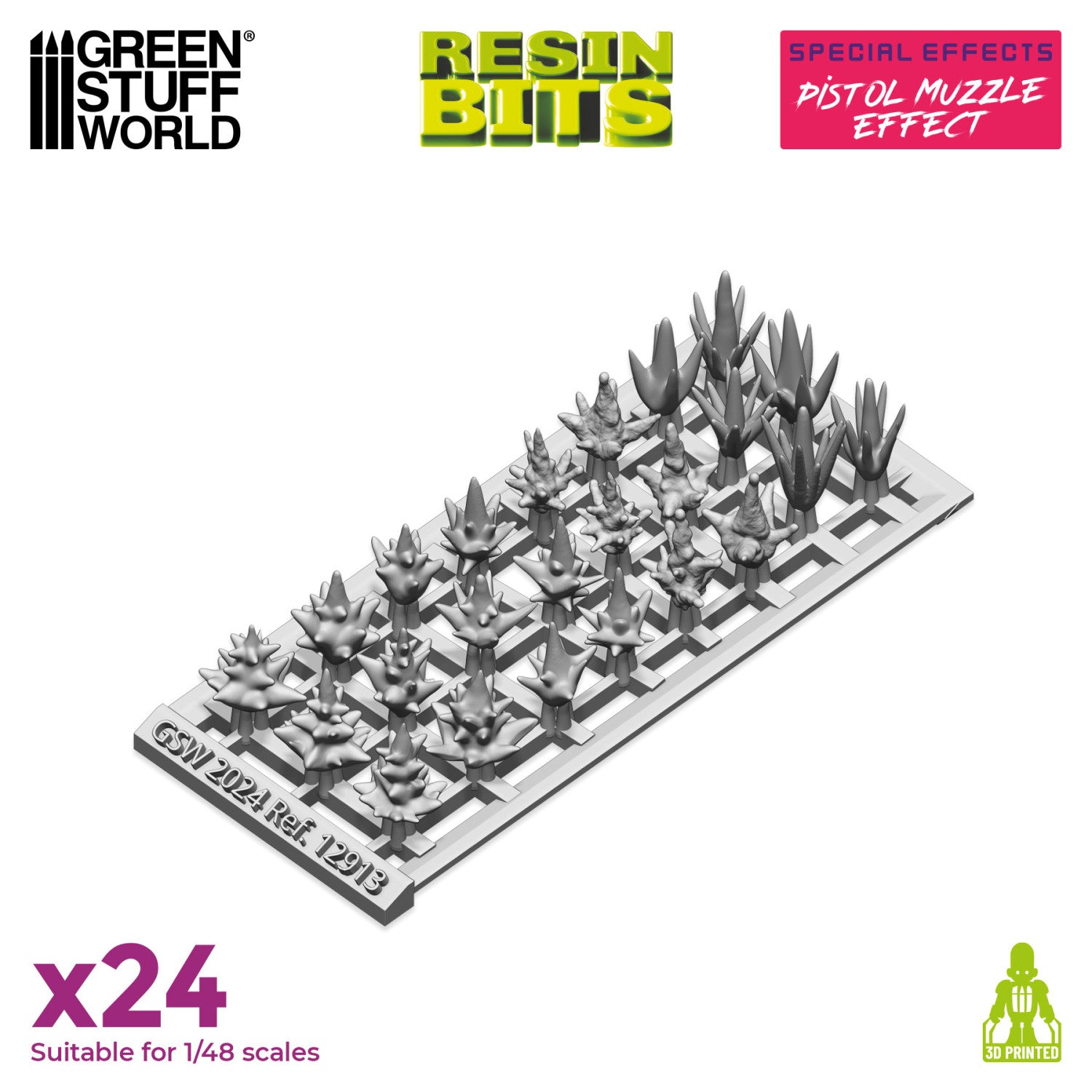 Resin Bits: Special Effects - 1:48 Pistol Muzzle Flash - 24pc