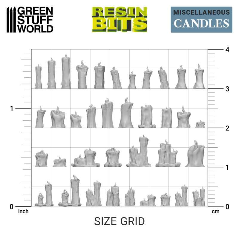Green Stuff World: 3d Printed Resin Bits Scenery - 1:48 - 1:35 Candles - 70pc | Buy Online from The Home Crafters