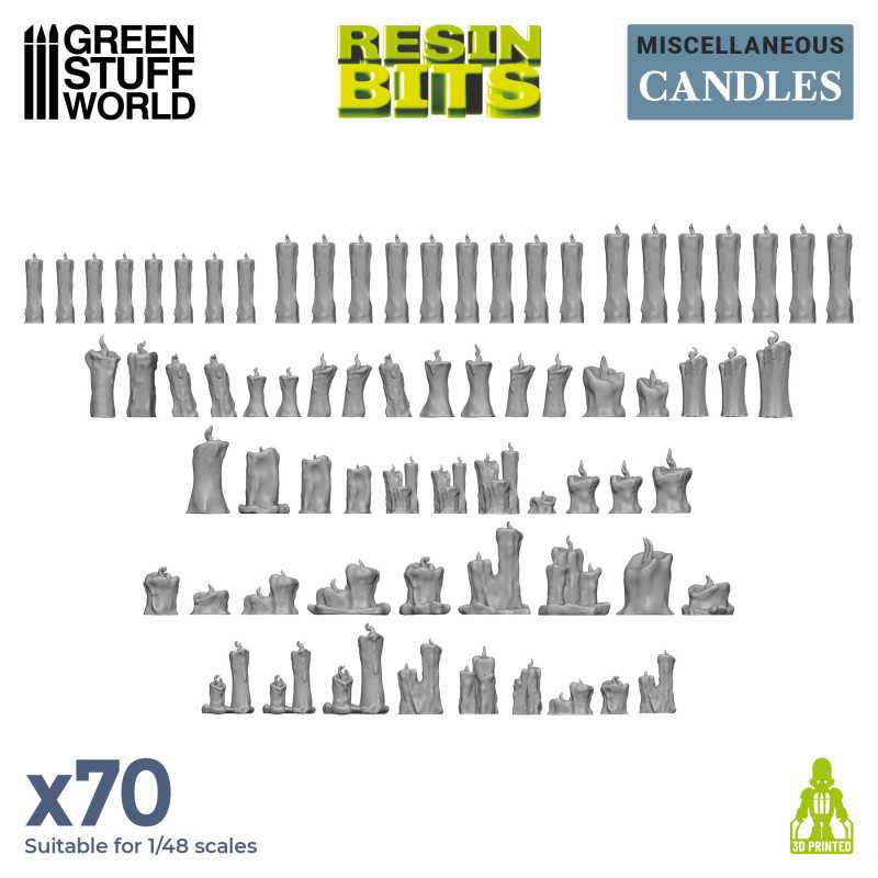Green Stuff World: 3d Printed Resin Bits Scenery - 1:48 - 1:35 Candles - 70pc | Buy Online from The Home Crafters
