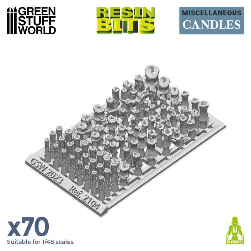 Green Stuff World: 3d Printed Resin Bits Scenery - 1:48 - 1:35 Candles - 70pc | Buy Online from The Home Crafters