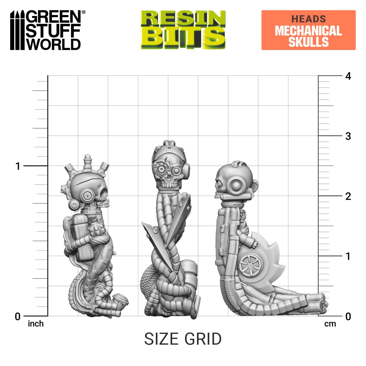 Resin Bits: Skulls & Bones - 1:48 Mechanical Servo Skulls - 8pc | Buy Online from The Home Crafters
