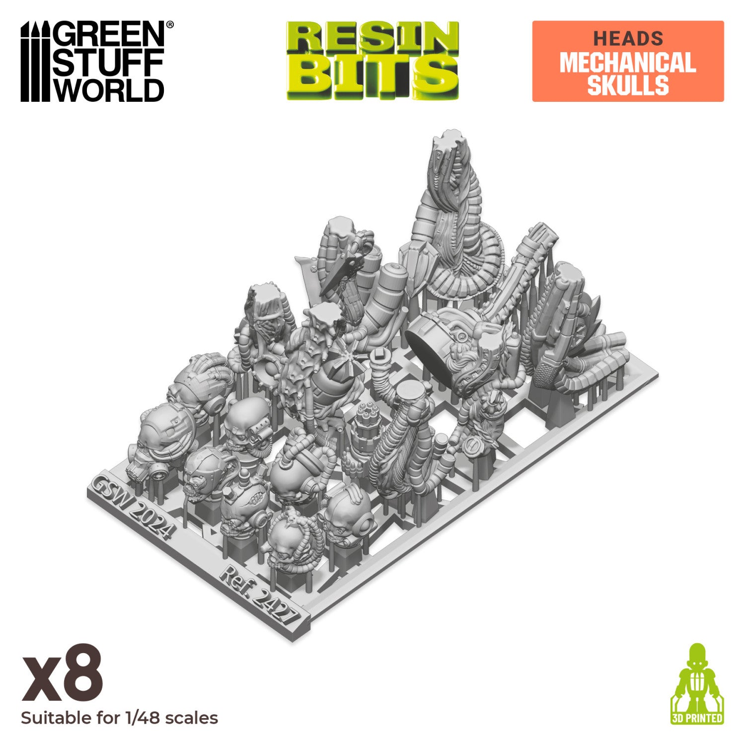 Resin Bits: Skulls & Bones - 1:48 Mechanical Servo Skulls - 8pc | Buy Online from The Home Crafters