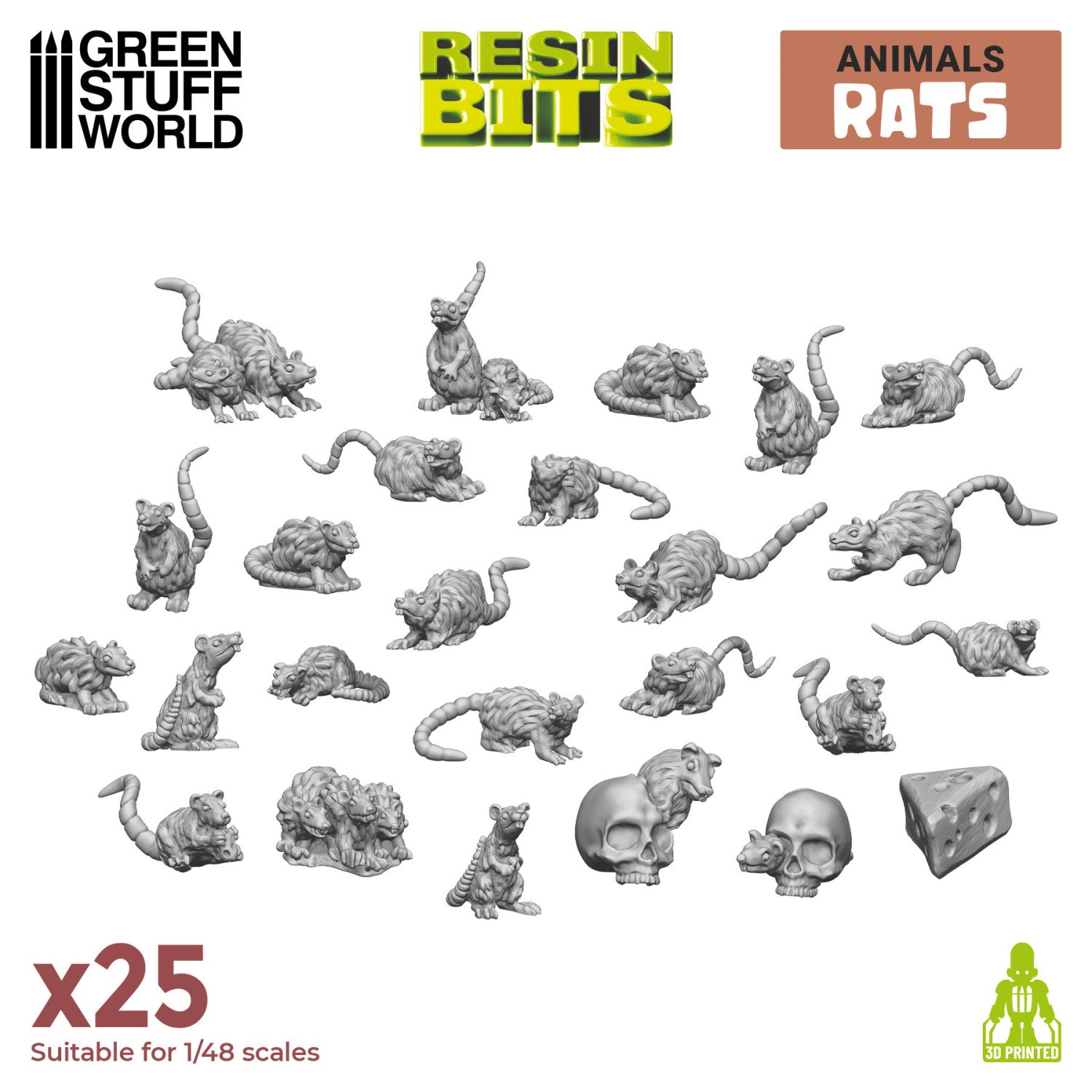 Resin Bits: Animals - 1:48-1:35 Small Rats - 25pc | Buy Online from The Home Crafters