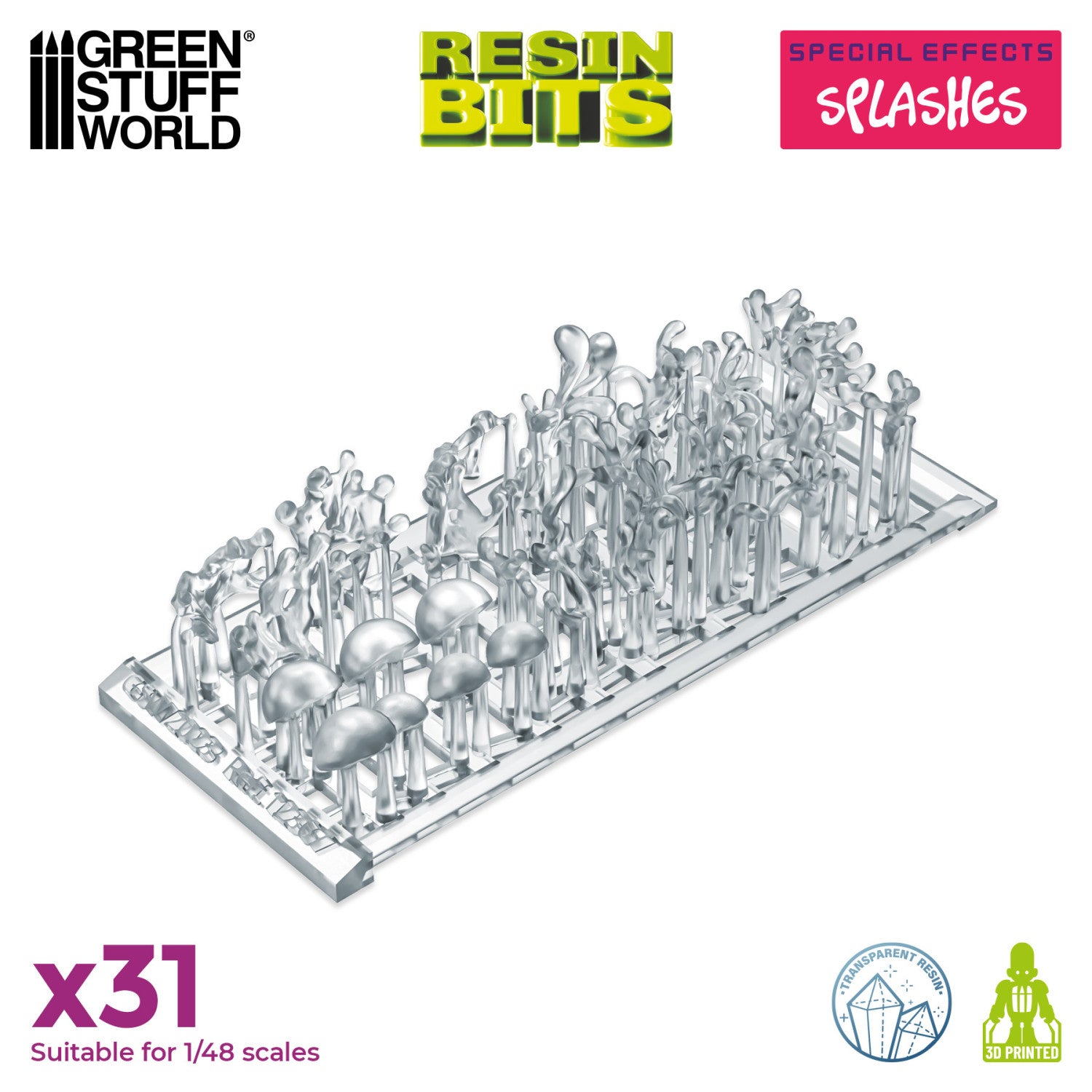 Resin Bits: Special Effects - 1:48-1:35 Splash Effect - 31pc