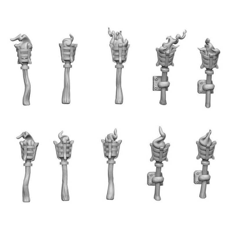Green Stuff World: 3d Printed Resin Bits Scenery - 1:48 - 1:35 Dungeon Wall Torches - 15pc | Buy Online from The Home Crafters