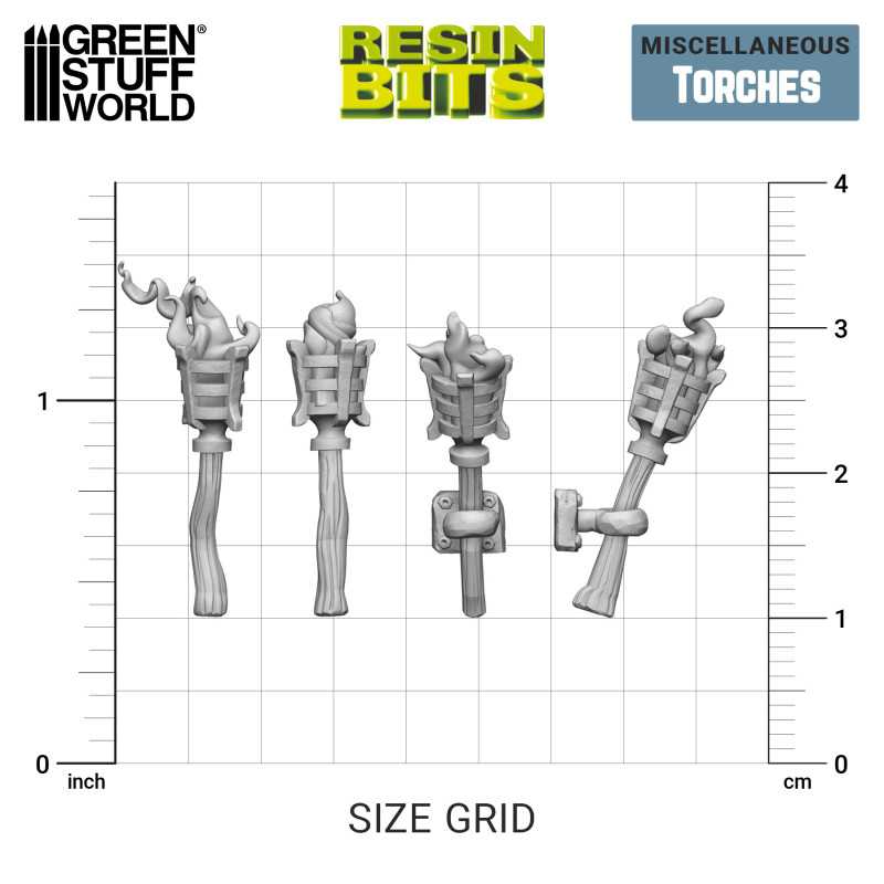 Green Stuff World: 3d Printed Resin Bits Scenery - 1:48 - 1:35 Dungeon Wall Torches - 15pc | Buy Online from The Home Crafters