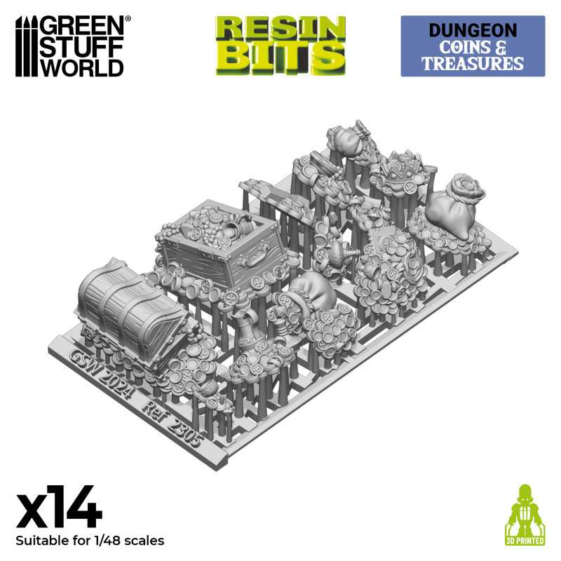 Green Stuff World: 3d Printed Resin Bits Scenery - 1:48 - 1:35 Treasure Pieces - 14pc | Buy Online from The Home Crafters