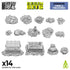 Green Stuff World: 3d Printed Resin Bits Scenery - 1:48 - 1:35 Treasure Pieces - 14pc | Buy Online from The Home Crafters