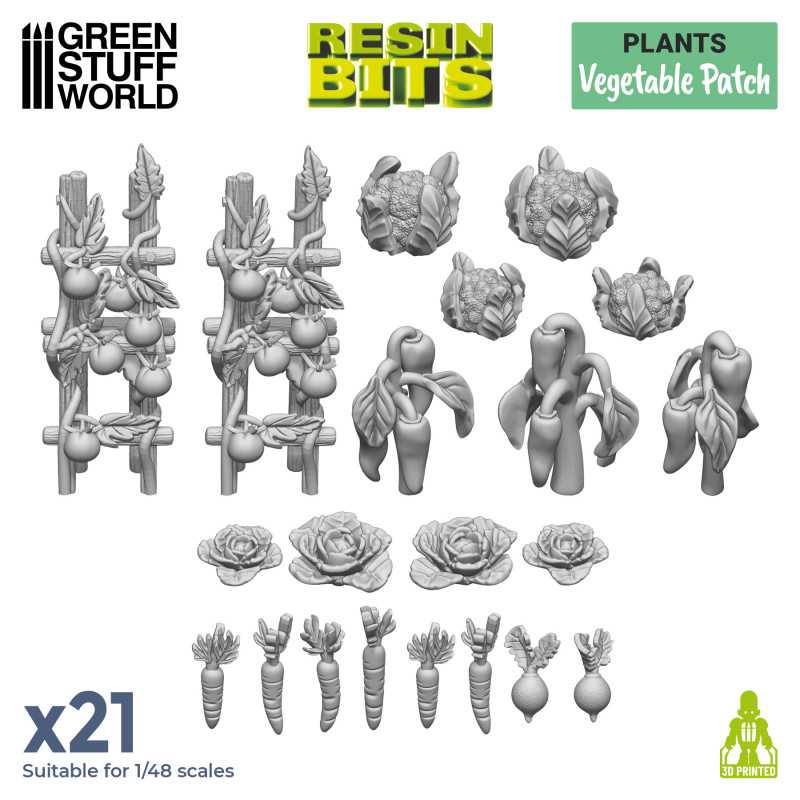Green Stuff World: 3d Printed Resin Bits Scenery - 1:48 Vegetable Patch - 21pc | Buy Online from The Home Crafters