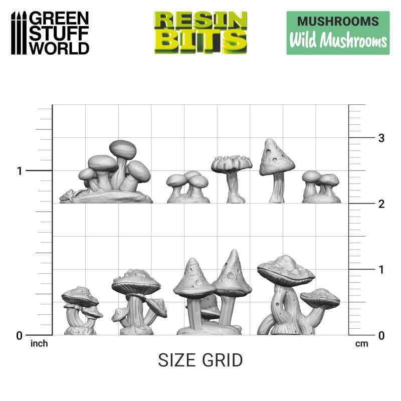 Green Stuff World: 3d Printed Resin Bits Scenery - 1:48 Wild Mushrooms - 33pc | Buy Online from The Home Crafters
