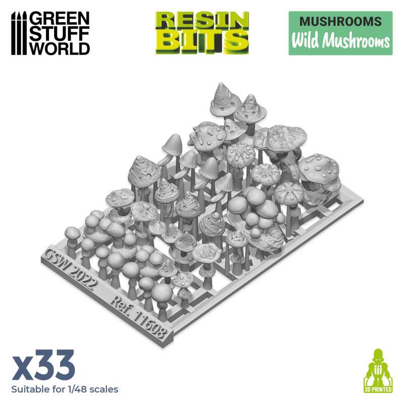 Green Stuff World: 3d Printed Resin Bits Scenery - 1:48 Wild Mushrooms - 33pc | Buy Online from The Home Crafters