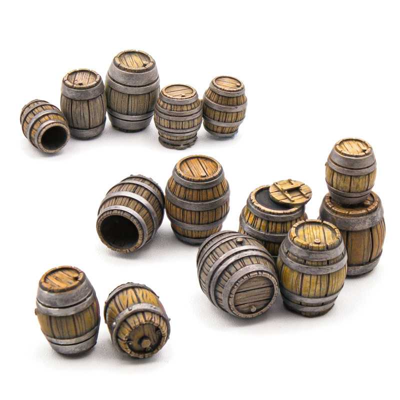 Green Stuff World: 3d Printed Resin Bits Scenery - 1:48 Wooden Barrels - 14pc | Buy Online from The Home Crafters