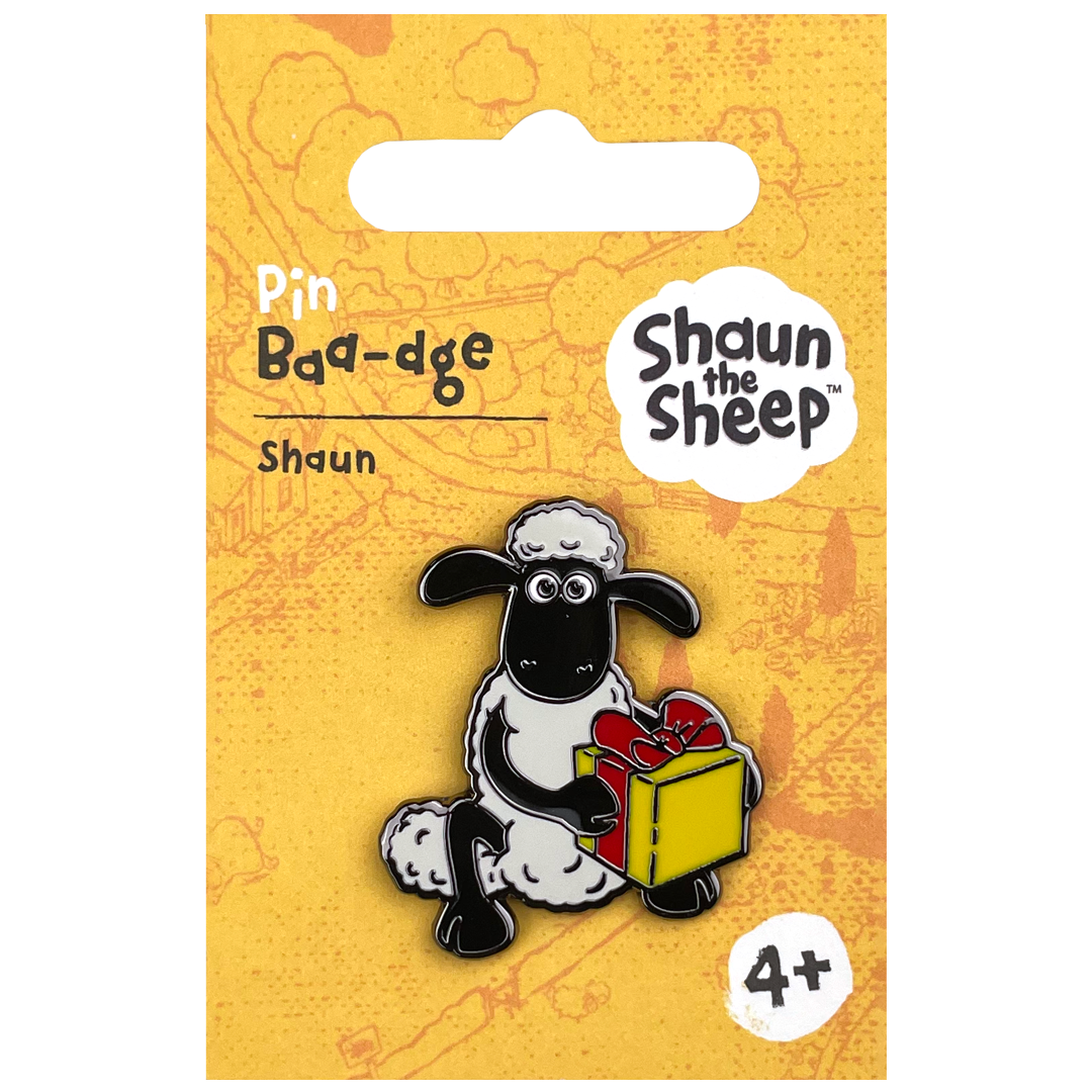 Shaun the Sheep with Present Pin Badge