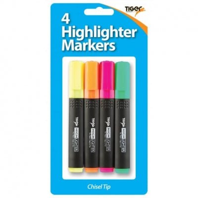 Tiger: Slim Highlighter Marker Pens - 4pc | Buy Online from The Home Crafters